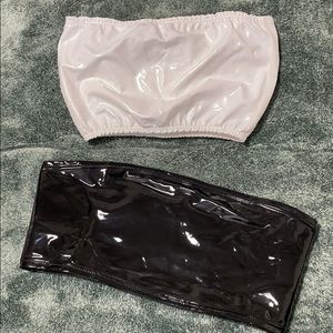 Set of white and black vinyl tube tops